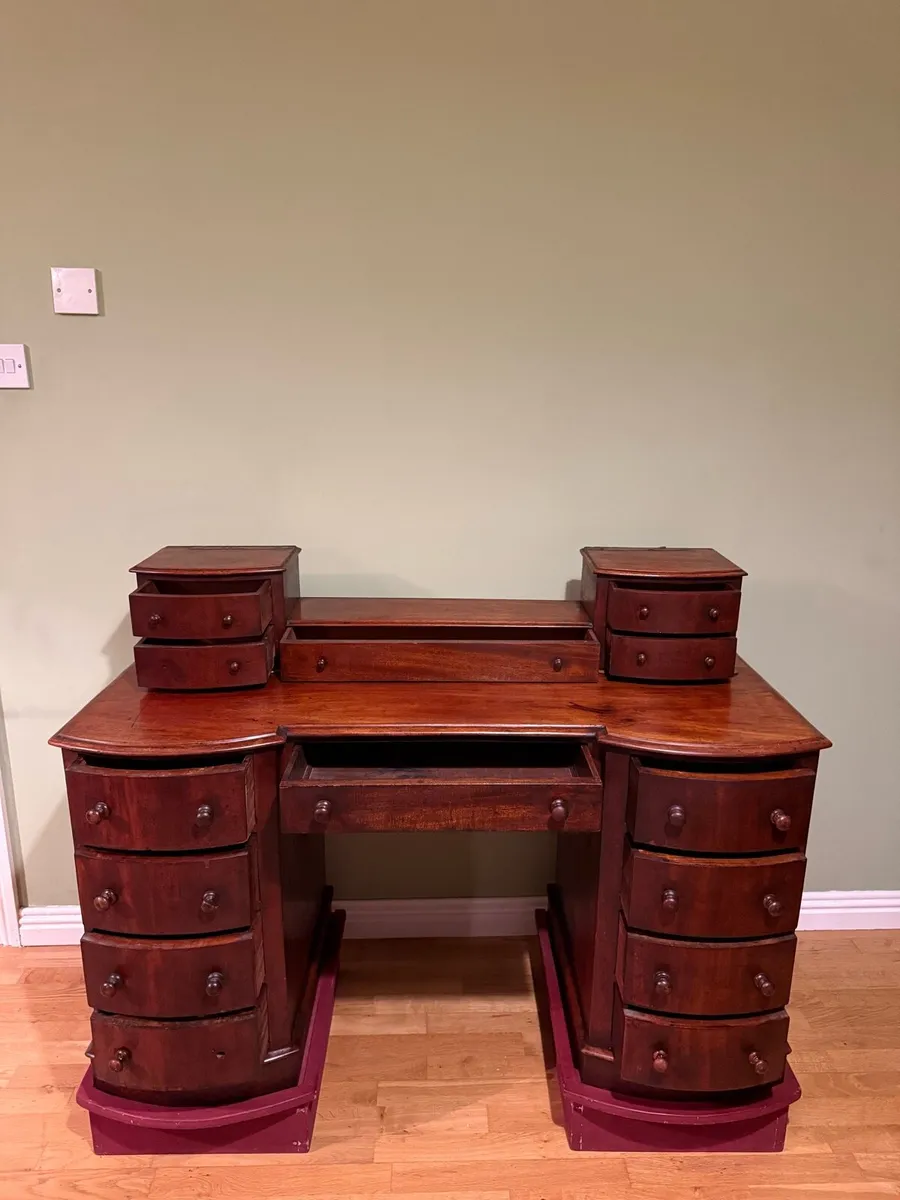 Antique Mahogany Pedestal Desk Vintage - Image 2