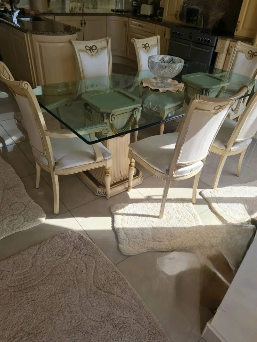 Italian 6 chairs gold and cream solid wood - Image 1