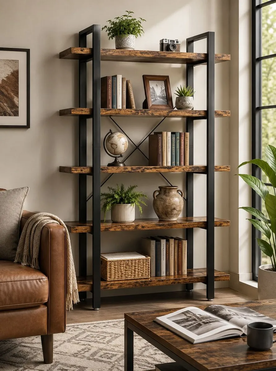 Bookcase Stable Standing Shelf with 5 Shelf Levels - Image 1