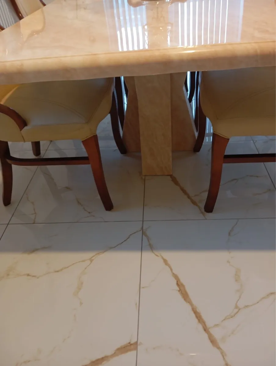 Cream Marble Table and Chairs - Image 3