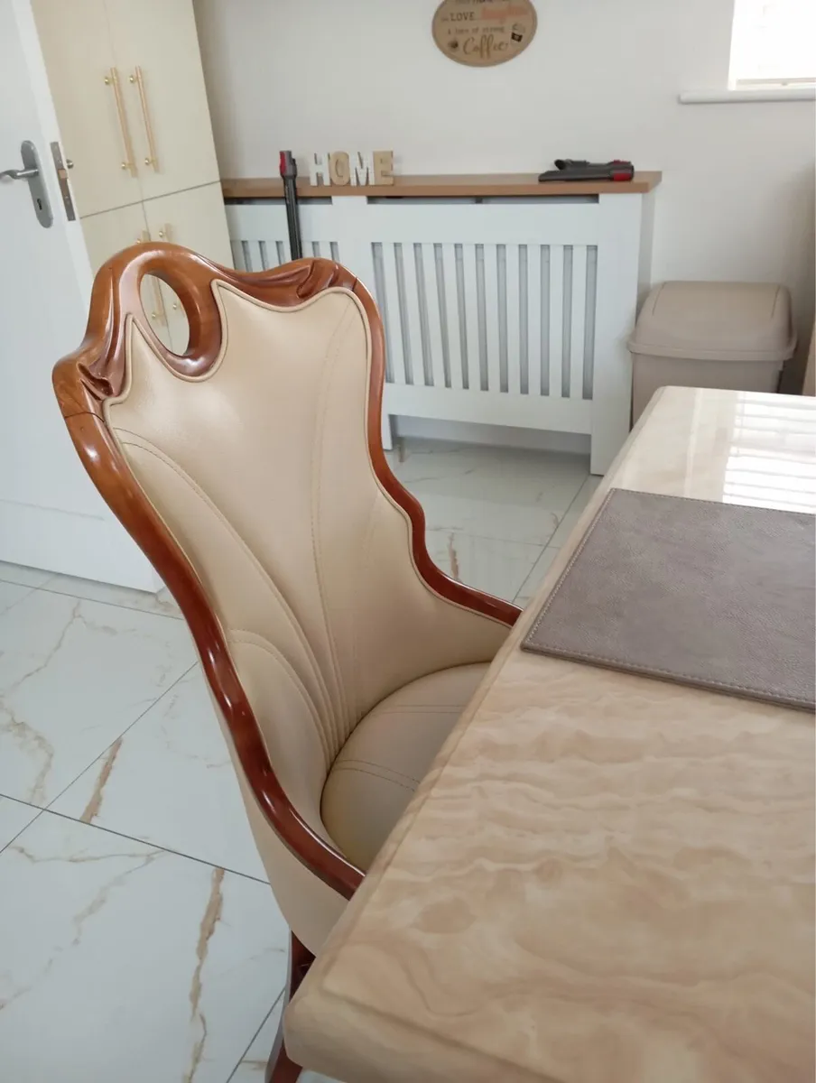 Cream Marble Table and Chairs - Image 4