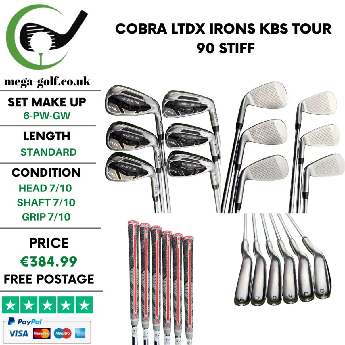 Cobra LTDx Irons / 6-Pw-Gw / Kbs Tour 90 Stiff - Image 1