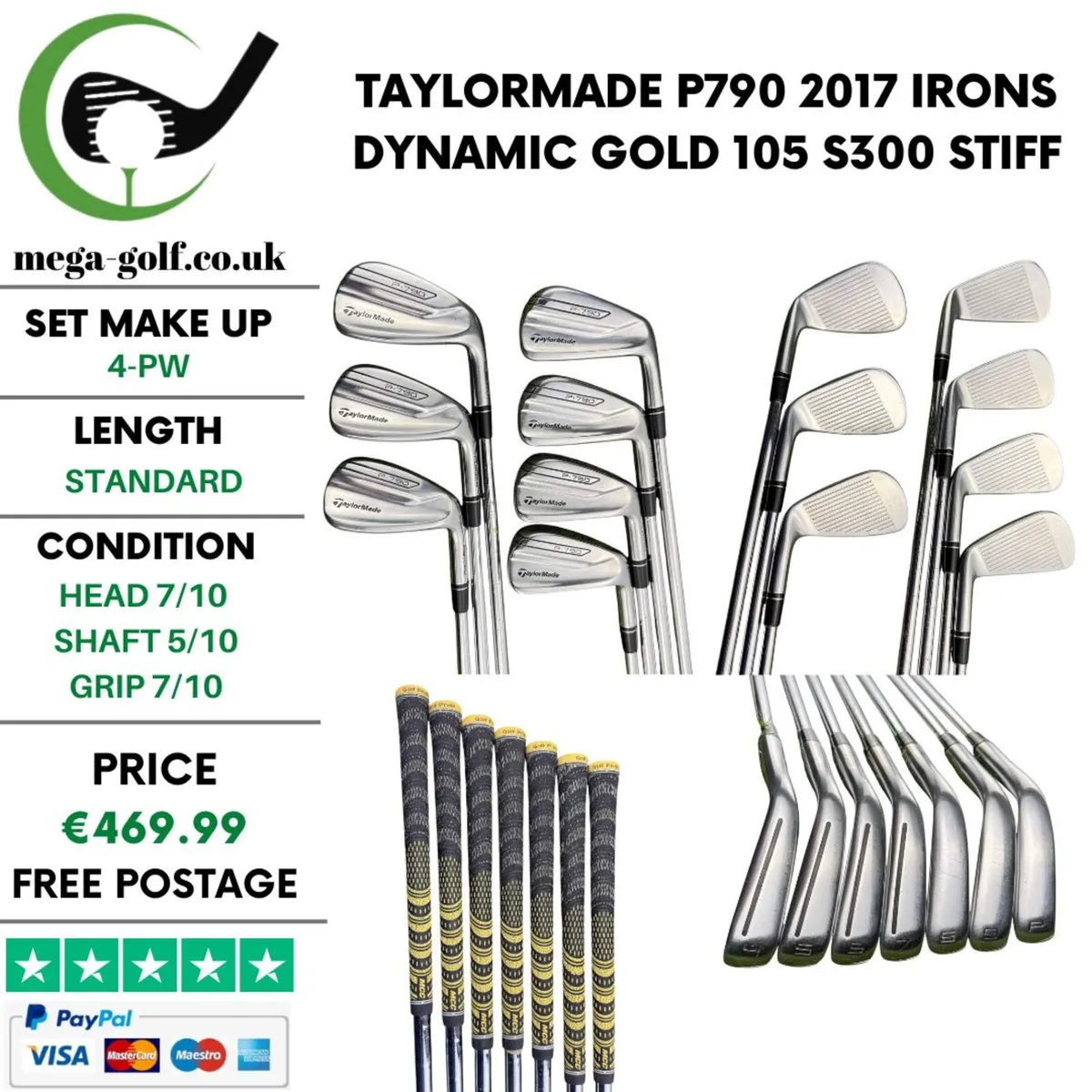 Taylormade P790 2017 Irons / 4-Pw / Stiff - Image 1
