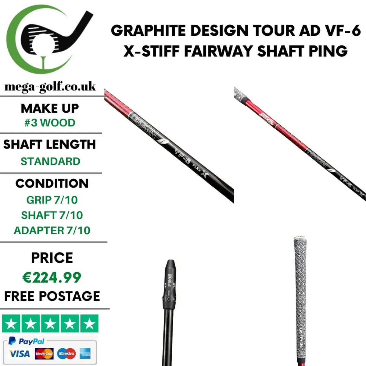 Graphite Design Tour AD VF-6 X-Stiff #3 Wood Shaft - Image 1