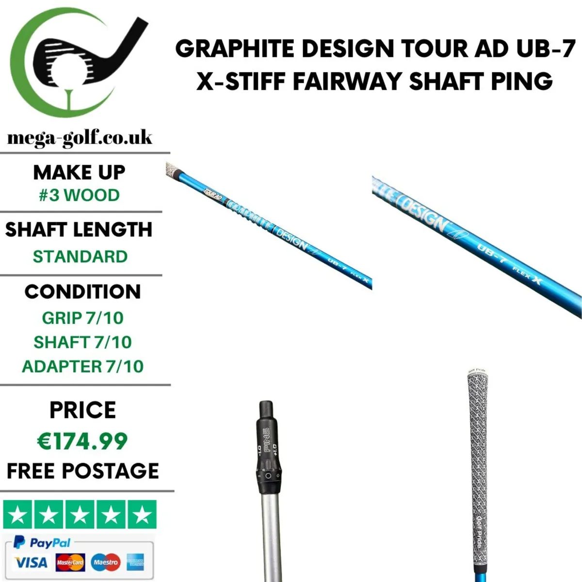 Graphite Design Tour AD UB-7 X-Stiff #3 Wood Shaft - Image 1