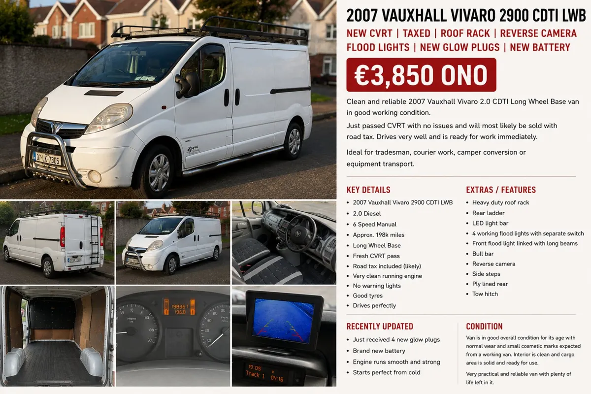 2007 Vauxhall Vivaro 2900 CDTI LWB - Image 1