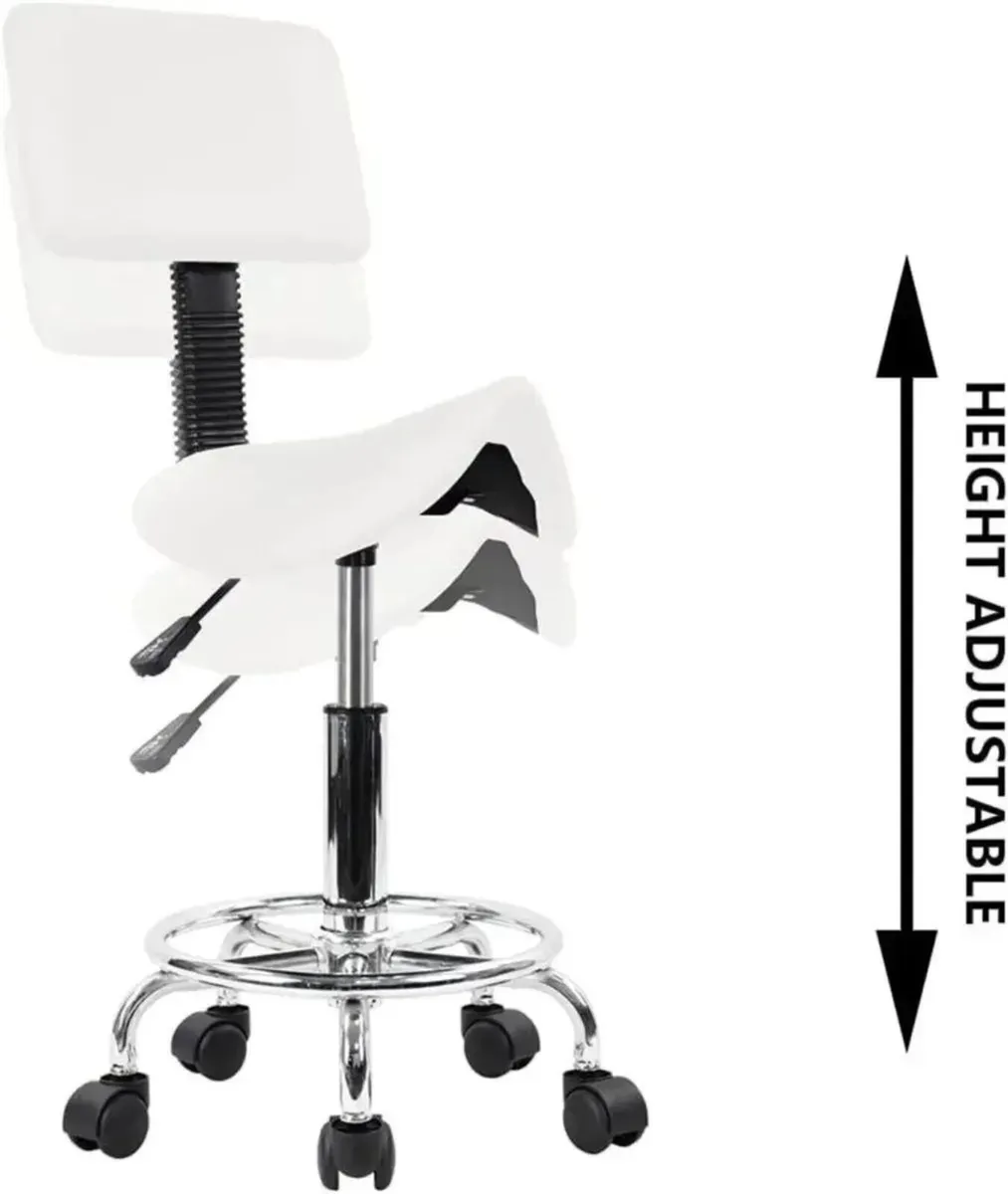 PU Leather Saddle Stool Chair Swivel Footrest - Image 4