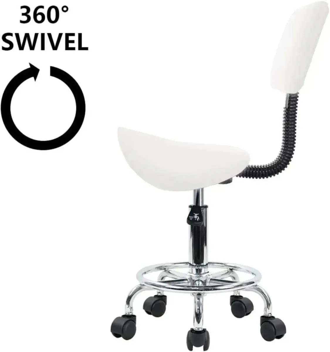 PU Leather Saddle Stool Chair Swivel Footrest - Image 3