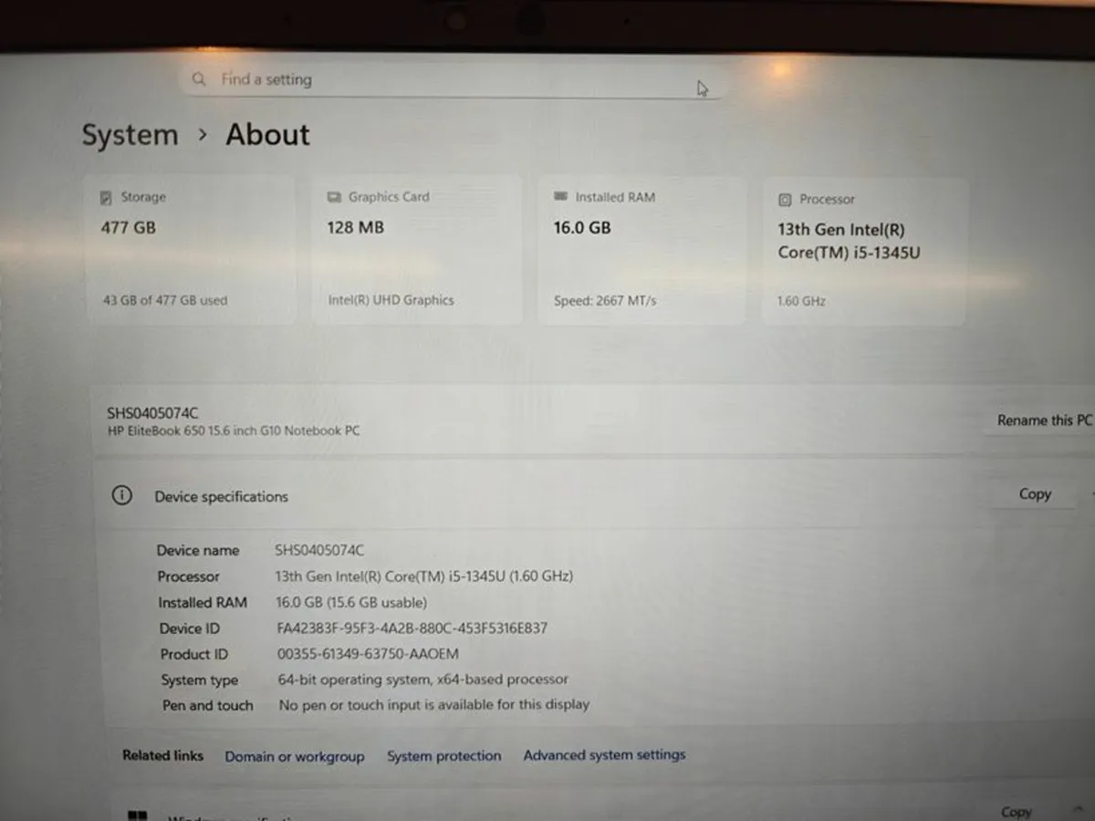 HP Elitebook 650 G10 | i5 (13th gen)| 16GB | 512GB - Image 3