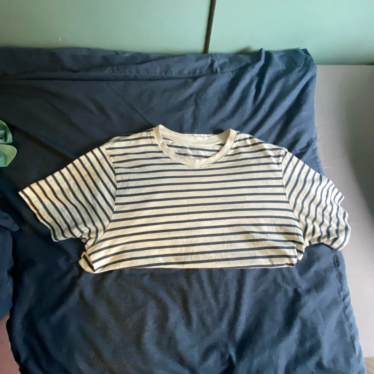 French style chic t-shirt with blue stripes - Image 1