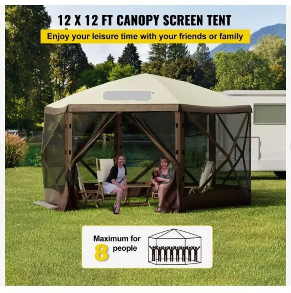 Gazebo Screen Tent, 12 x 12 ft, 6 Sided Pop-up - Image 2