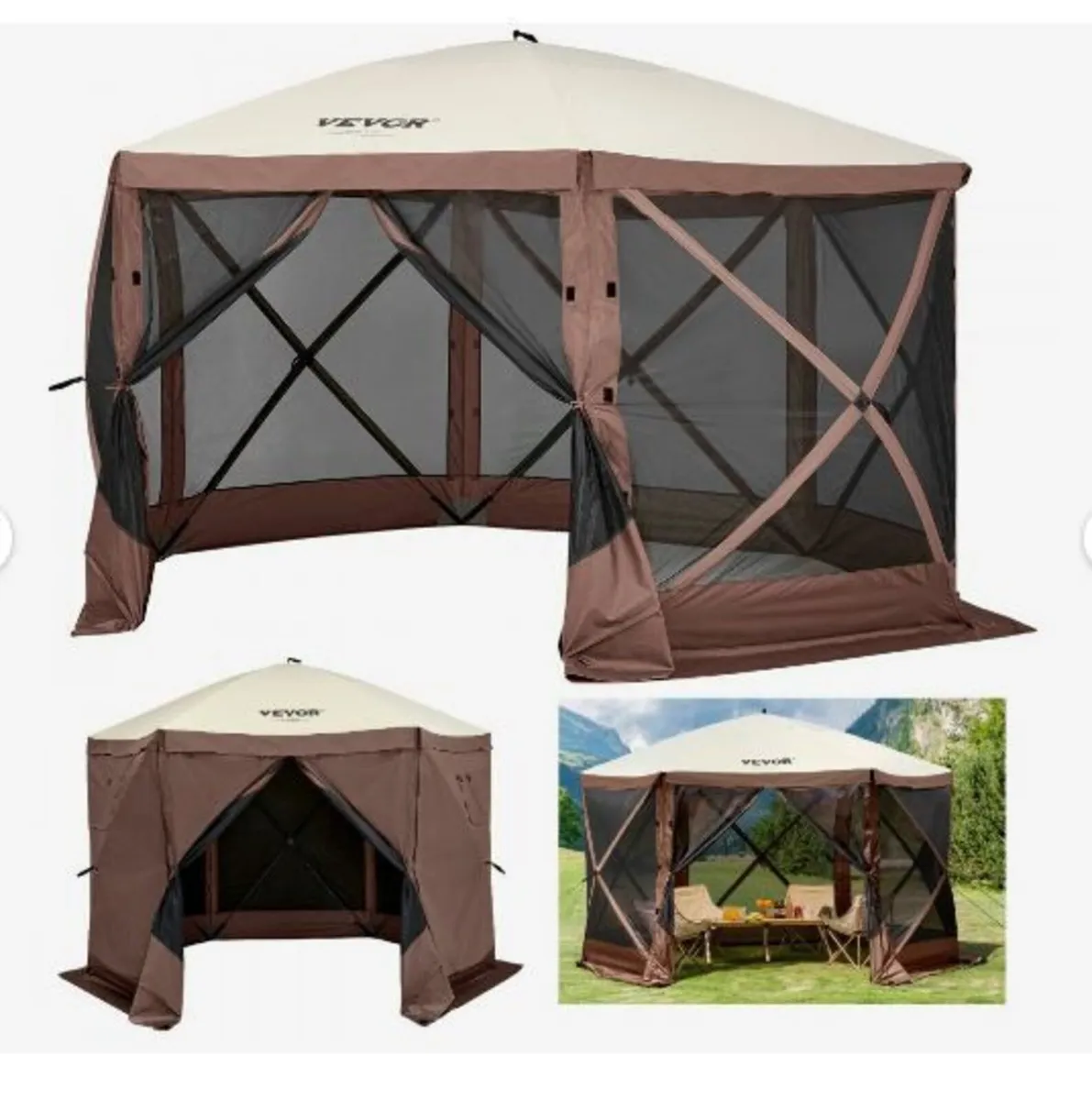 Gazebo Screen Tent, 12 x 12 ft, 6 Sided Pop-up - Image 3