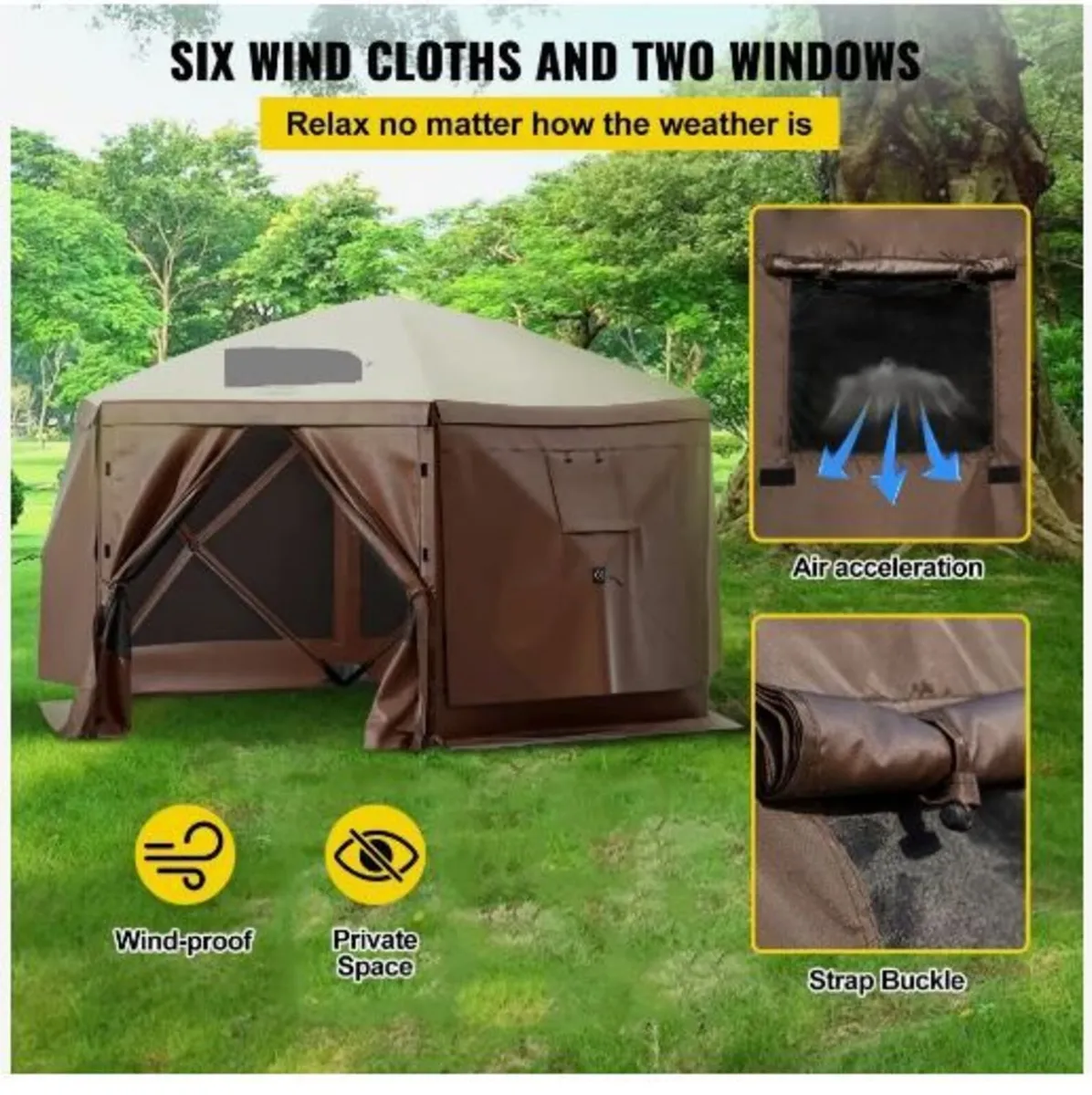 Gazebo Screen Tent, 12 x 12 ft, 6 Sided Pop-up - Image 4