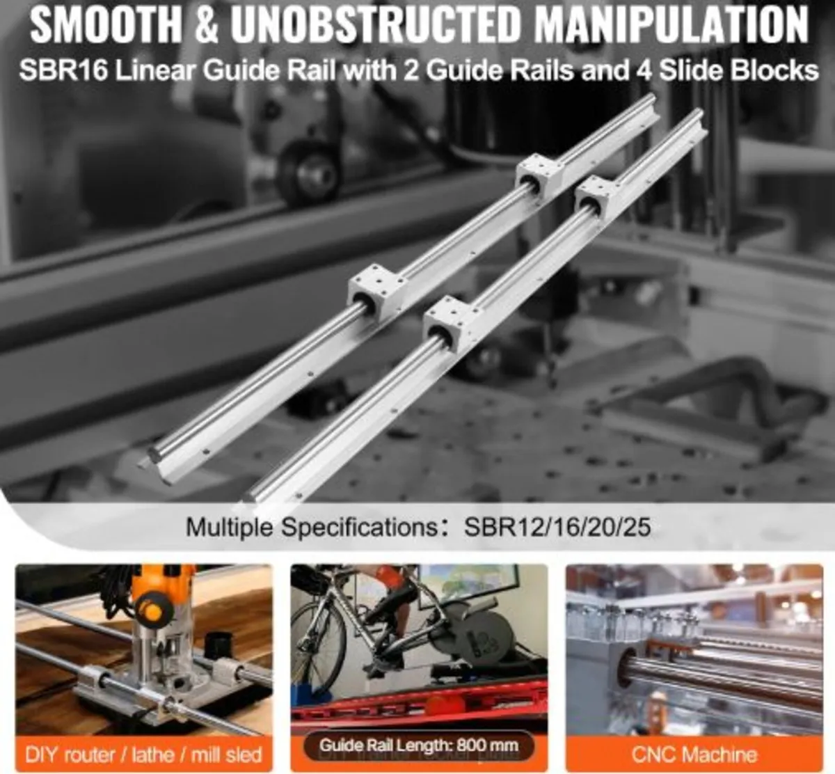 Linear Guide Rail Set, SBR16 800mm, 2 PCS 31.5 - Image 2