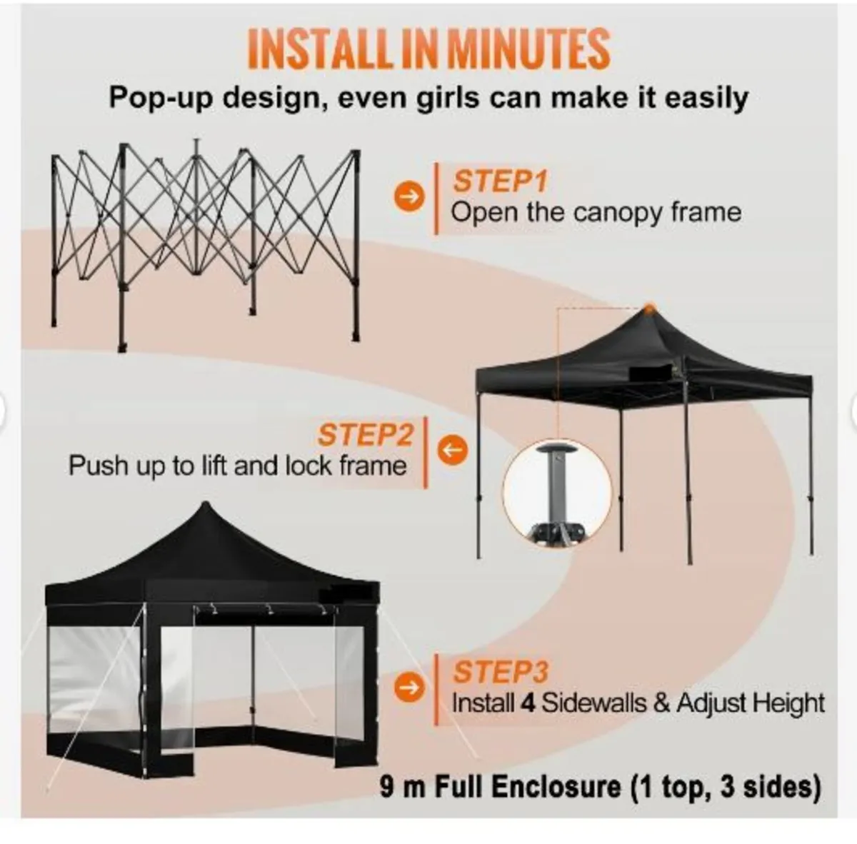 304.8 x 304.8 cm Pop Up Canopy Tent - Image 2