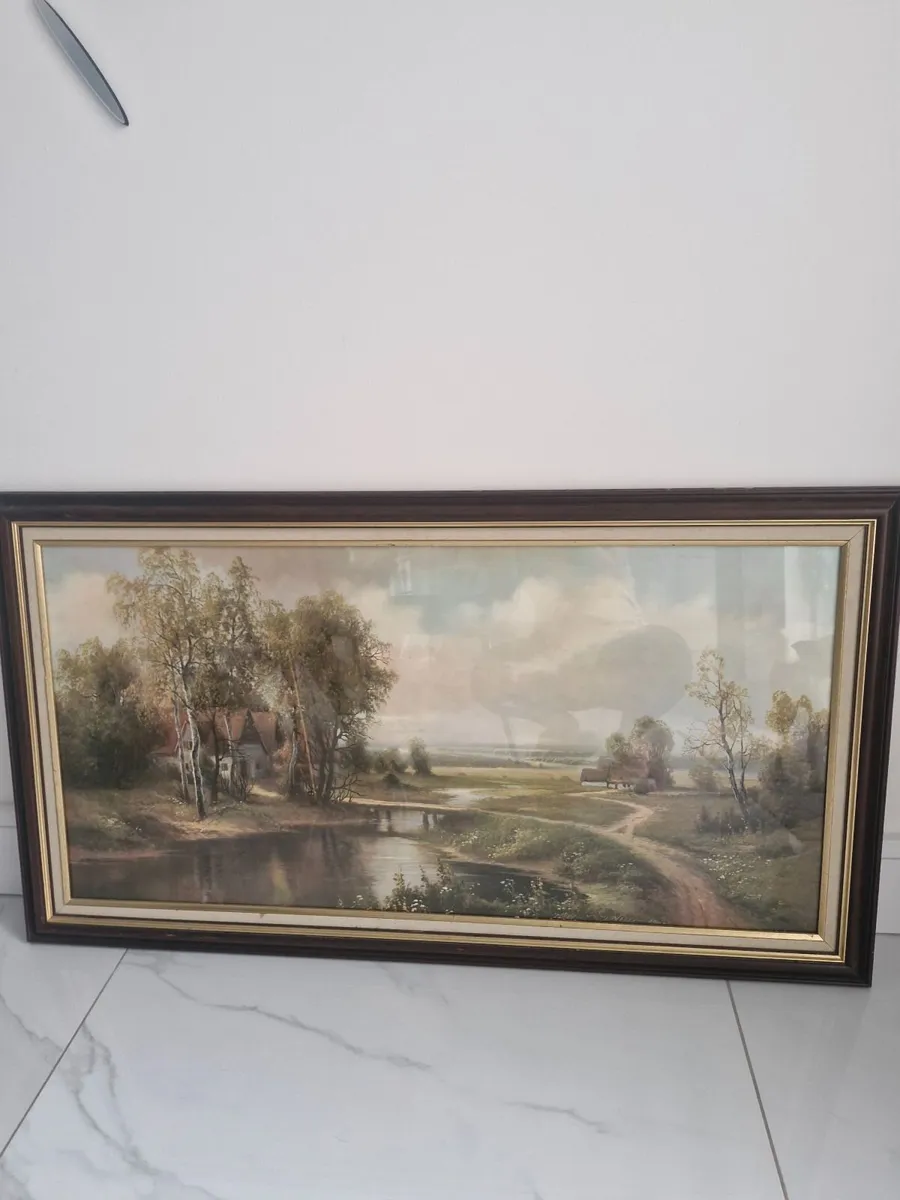 Vintage oil on canvas landscape framed picture - Image 1