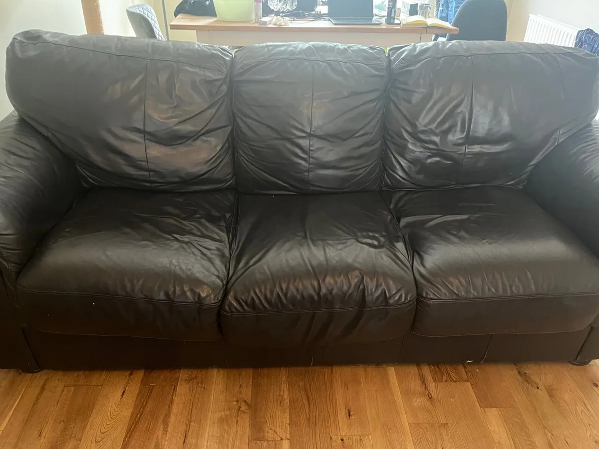 Dark brown Leather sofa - Image 2