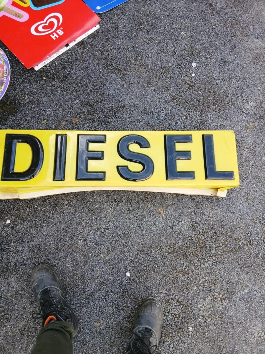Old plastic diesel sign - Image 1
