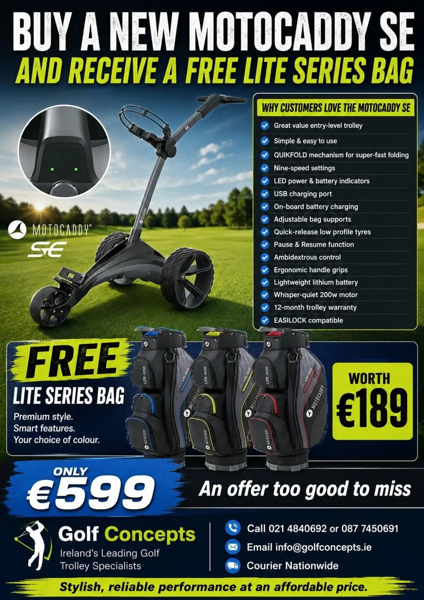 New Motocaddy SE and FREE bag at Golf Concepts - Image 1