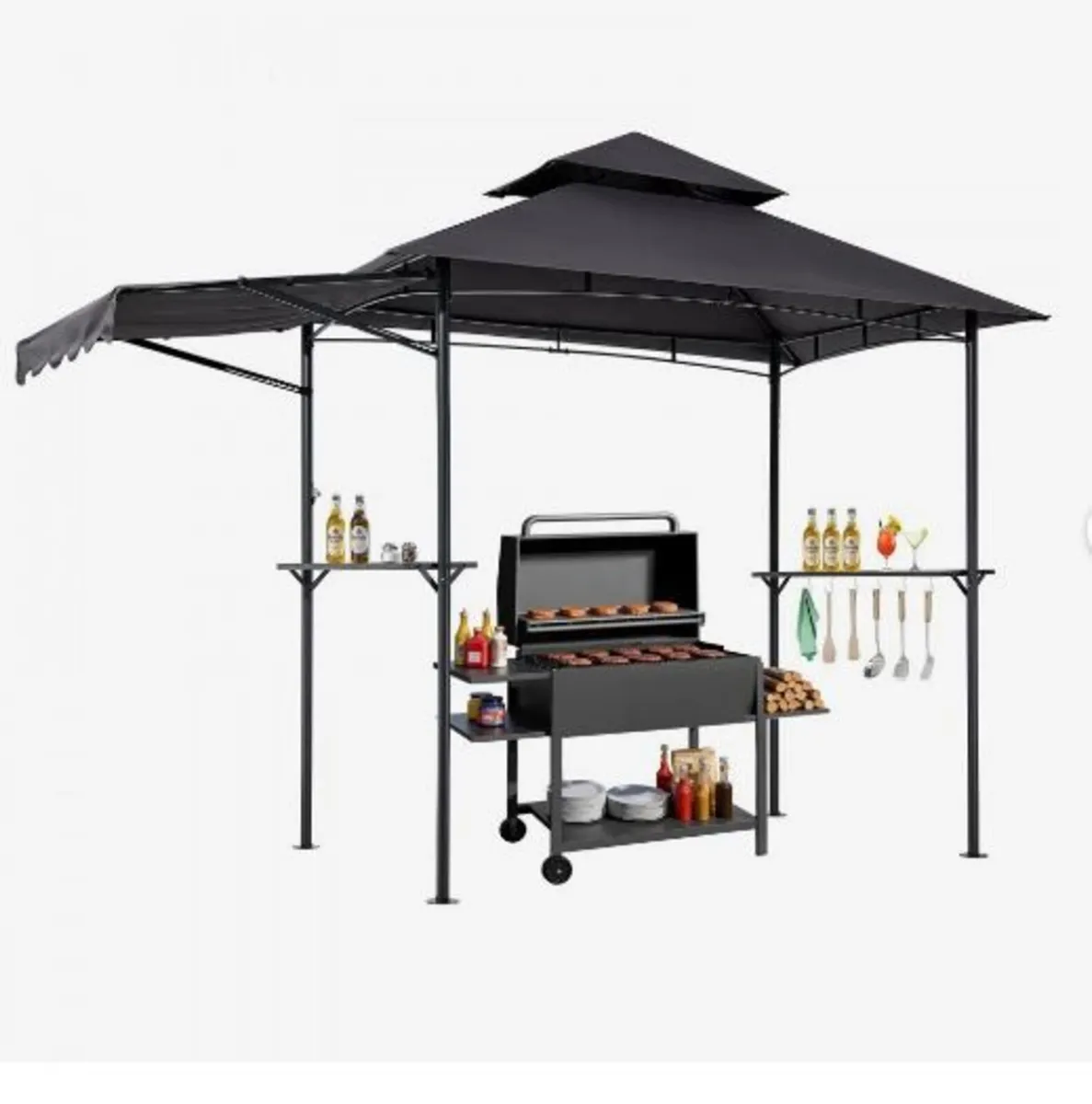 Grill Gazebo, 2.43 x 1.5 m Double-Tiered Top - Image 1