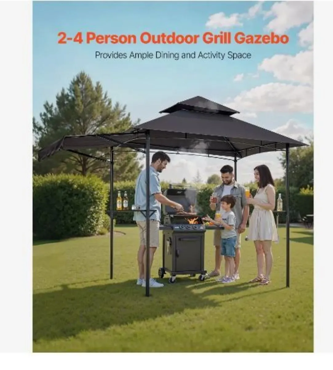Grill Gazebo, 2.43 x 1.5 m Double-Tiered Top - Image 2