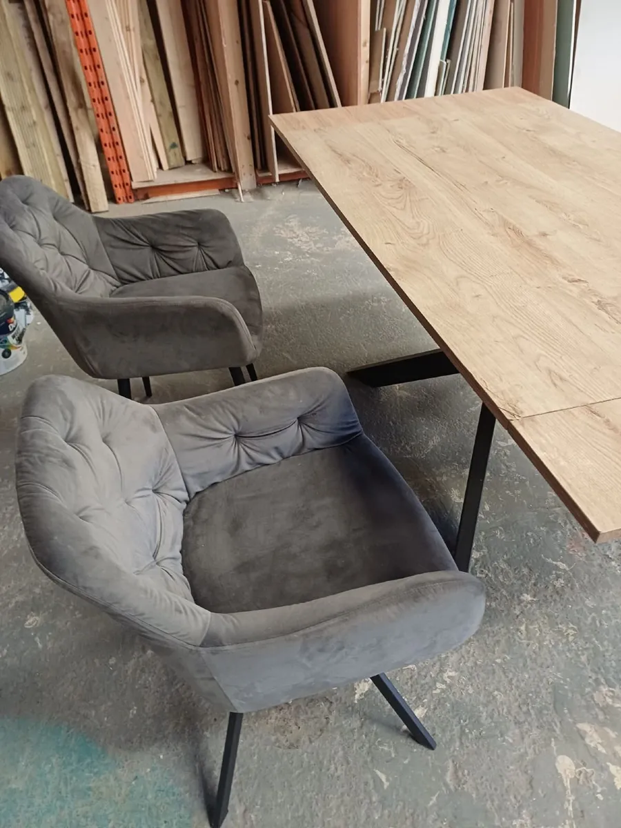 REDUCED TO SELL  table with gray velvet chairs - Image 3