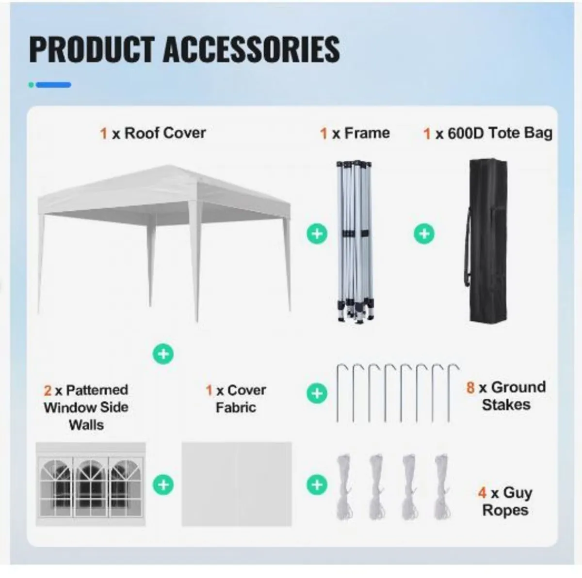 Pop Up Canopy, 2.95 x 2.95 m Instant Canopy - Image 1