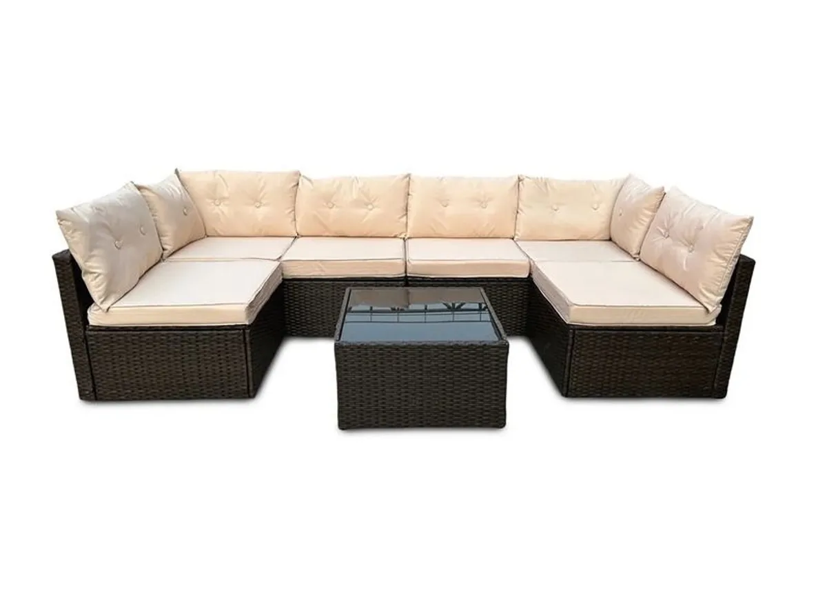 MIAMI Luxury Rattan Garden Corner Sofa Set with Table Outdoor Patio Furniture - Image 2