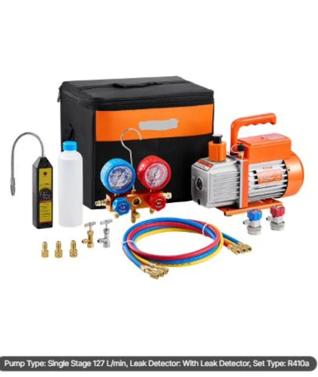 267 L/min(4.5 CFM) AC Vacuum Pump and Gauge Set, - Image 1