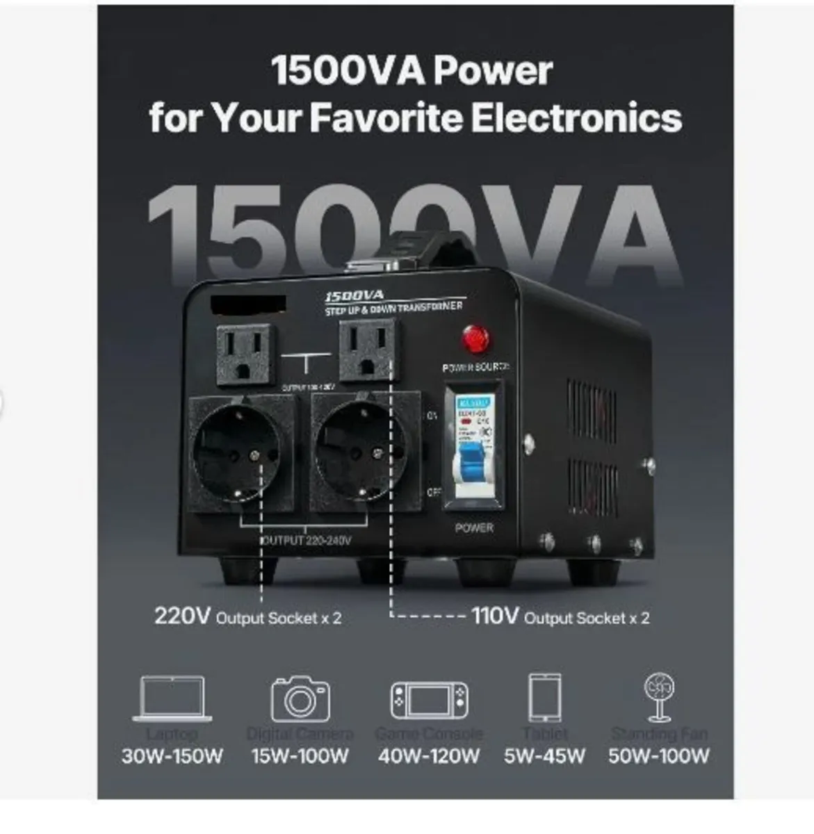 Voltage Converter Transformer, 1500VA - Image 3