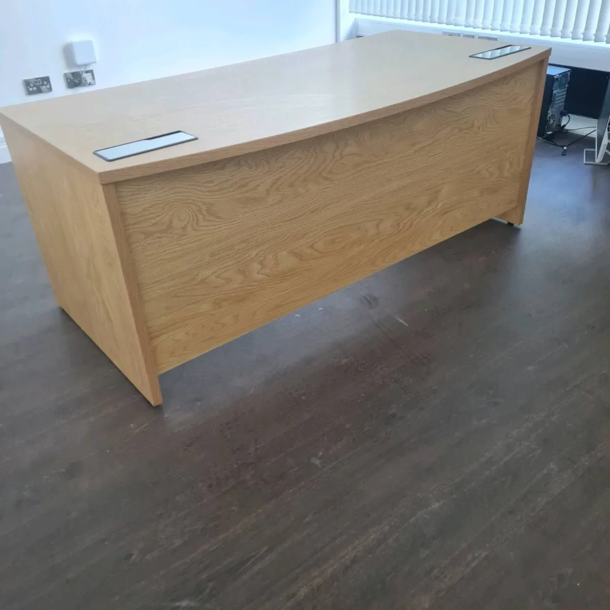 Executive white oak  bow front office desk - Image 1