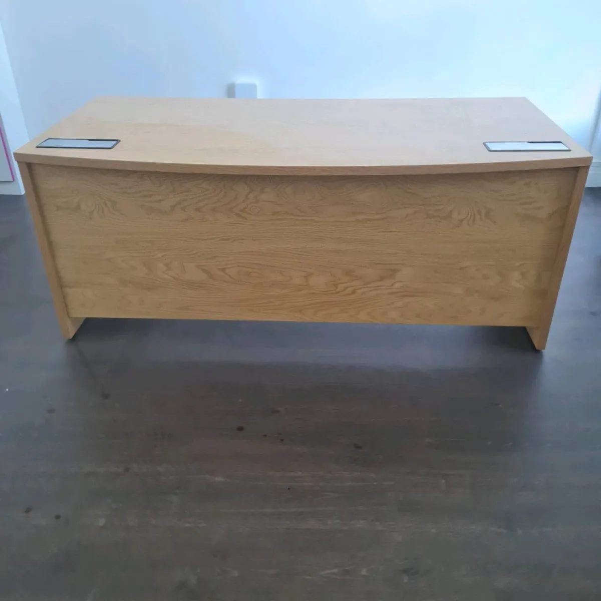 Executive white oak  bow front office desk - Image 4