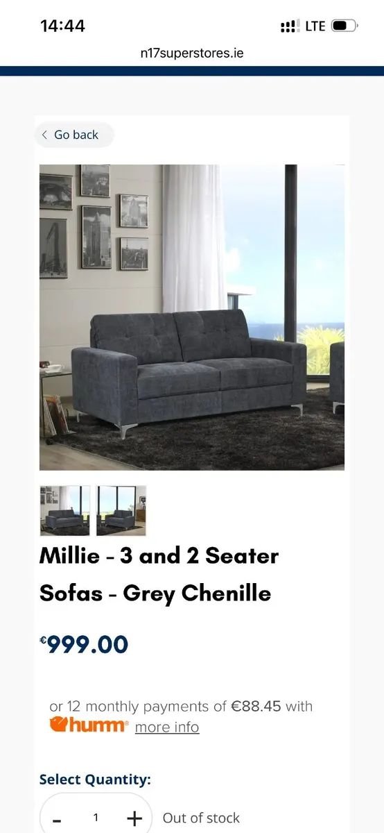 Charcoal Grey Two and three seater sofa - Image 1