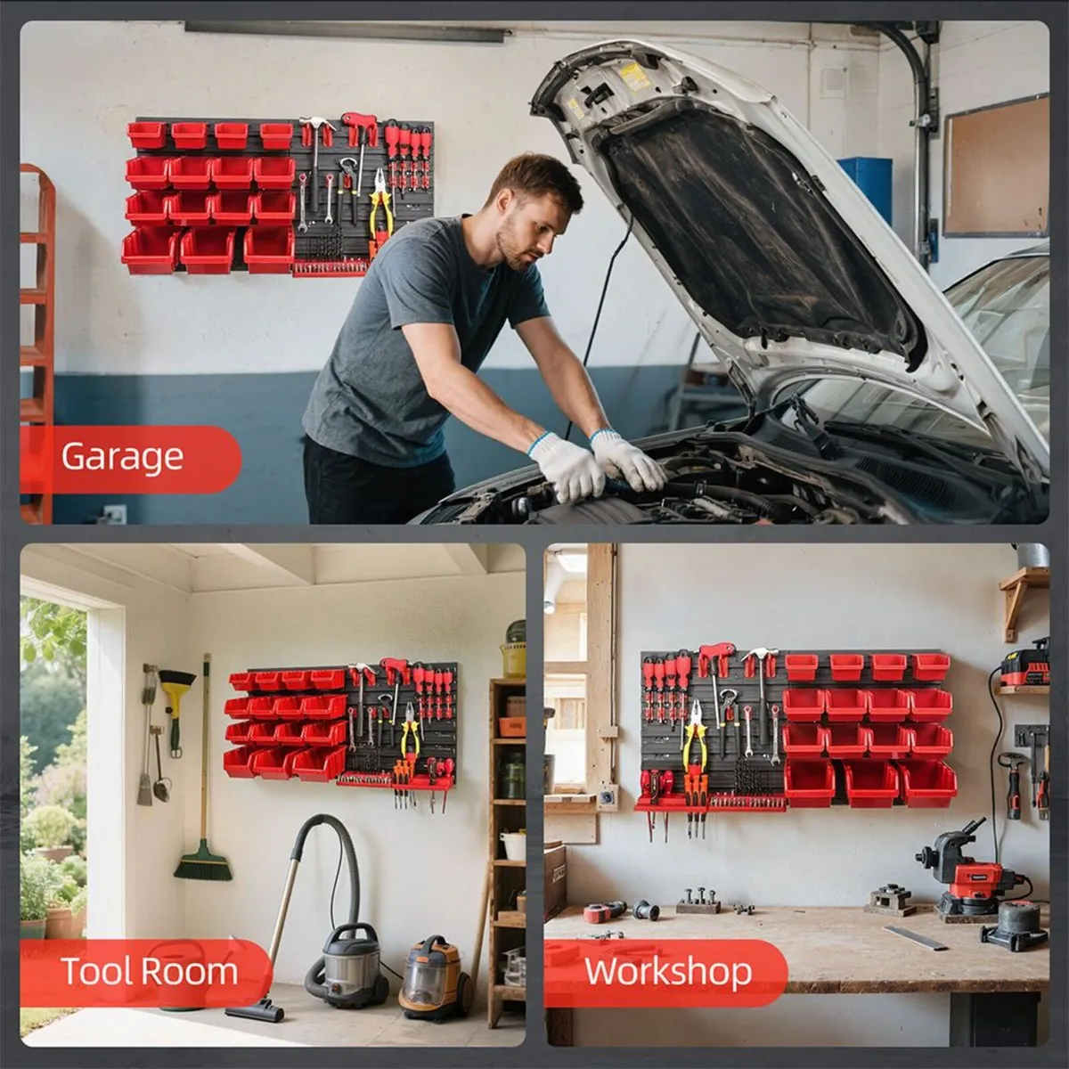 33pcs Wall Organiser With Tool Holders + Lin Bins - Image 4