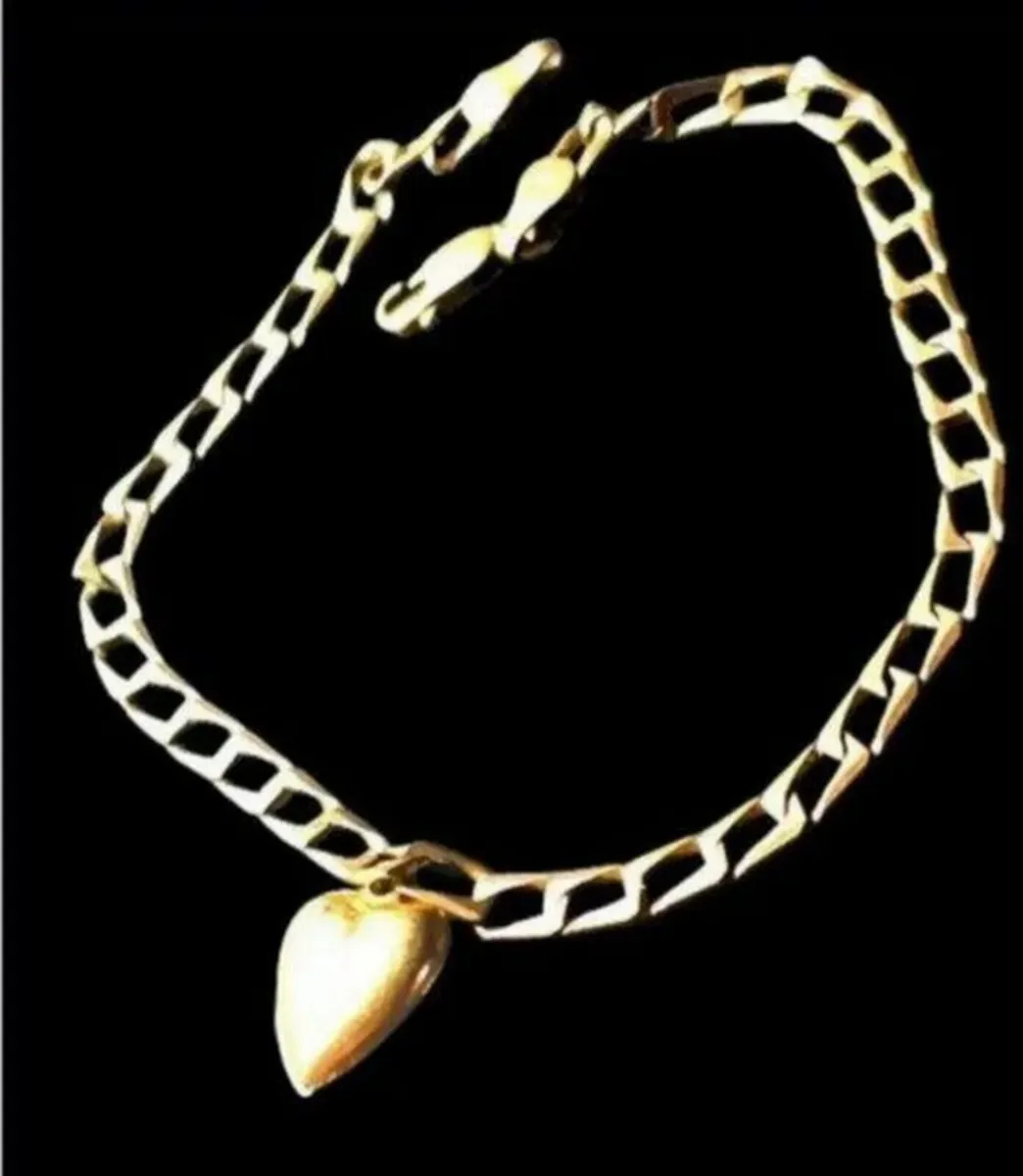 Vintage 9ct & 14ct Heart Charm Bracelet - Image 1