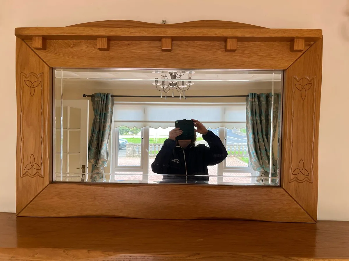 Solid Oak Wood Fireplace with Matching Mirror - Image 4