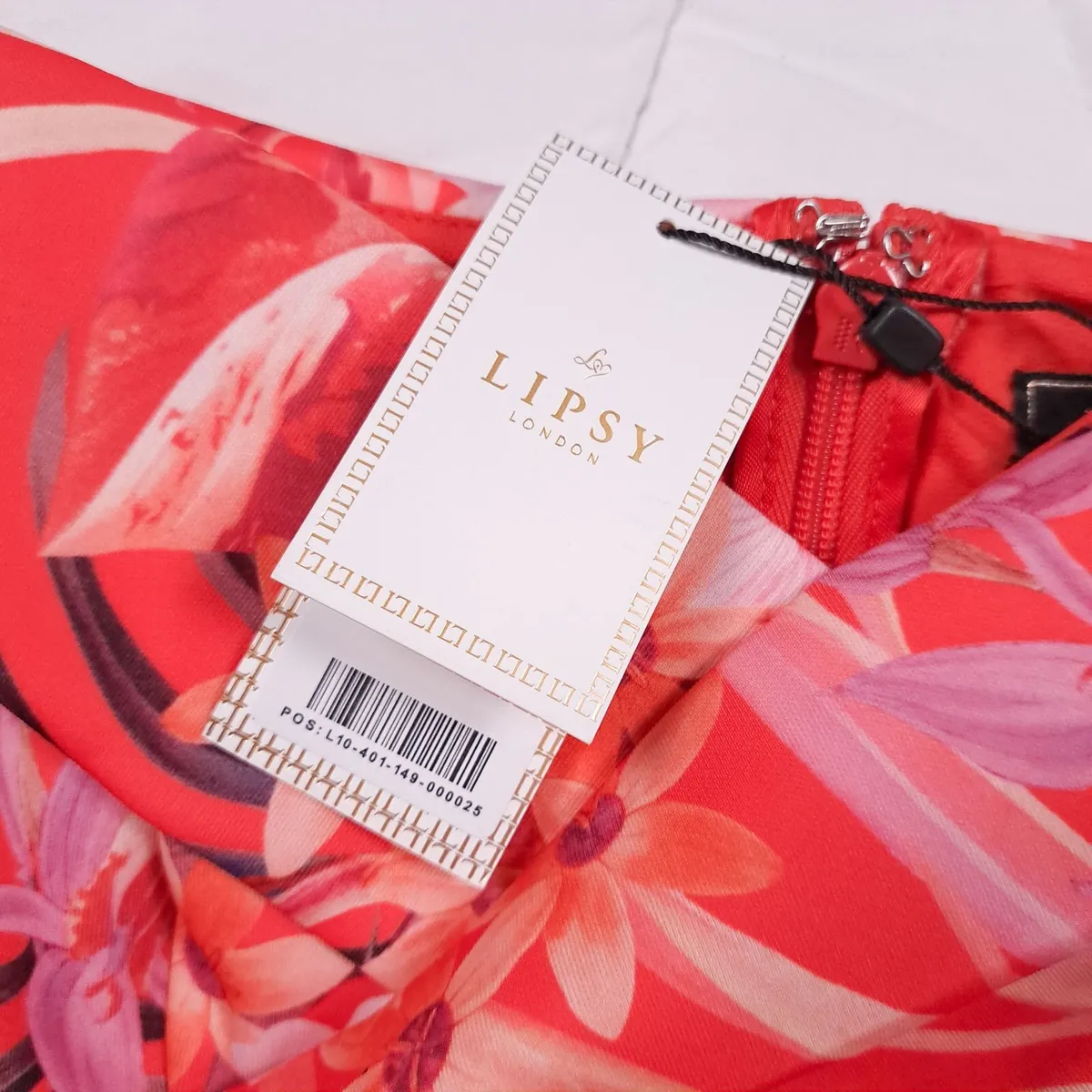 Lipsy Orange Floral Bardot Midi Dress 10UK - Image 4