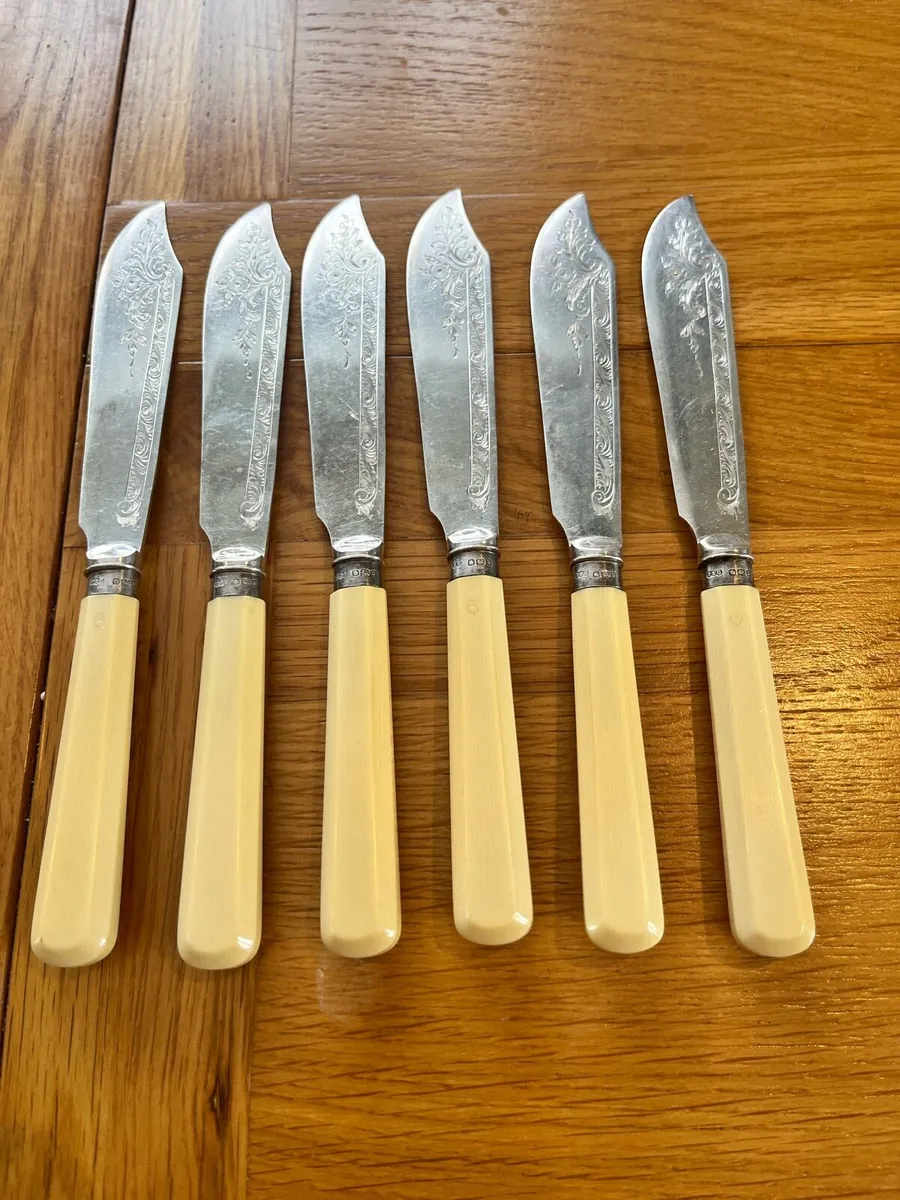 Antique Silver Collared Sheffield Fish Set - Image 4