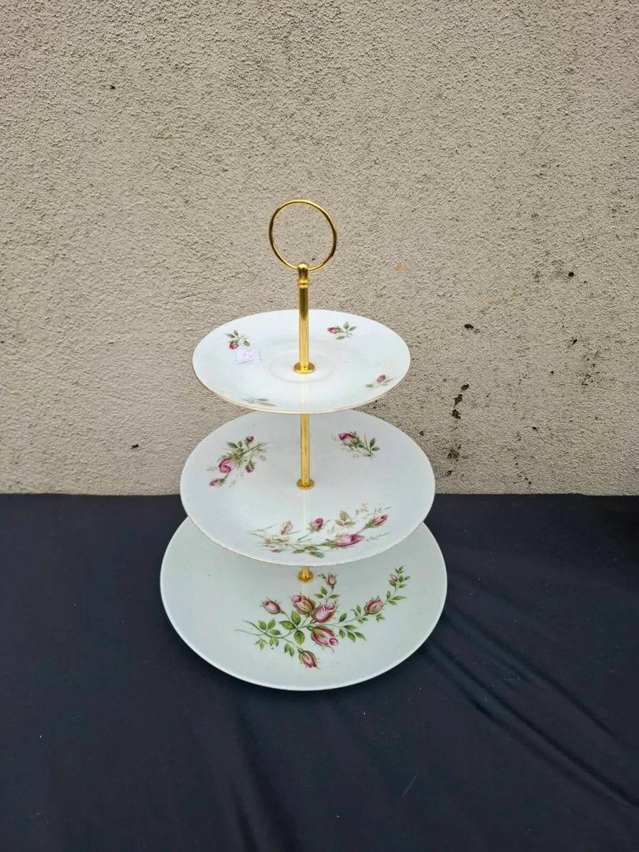 Homemade rose china cake stand postage possible - Image 1