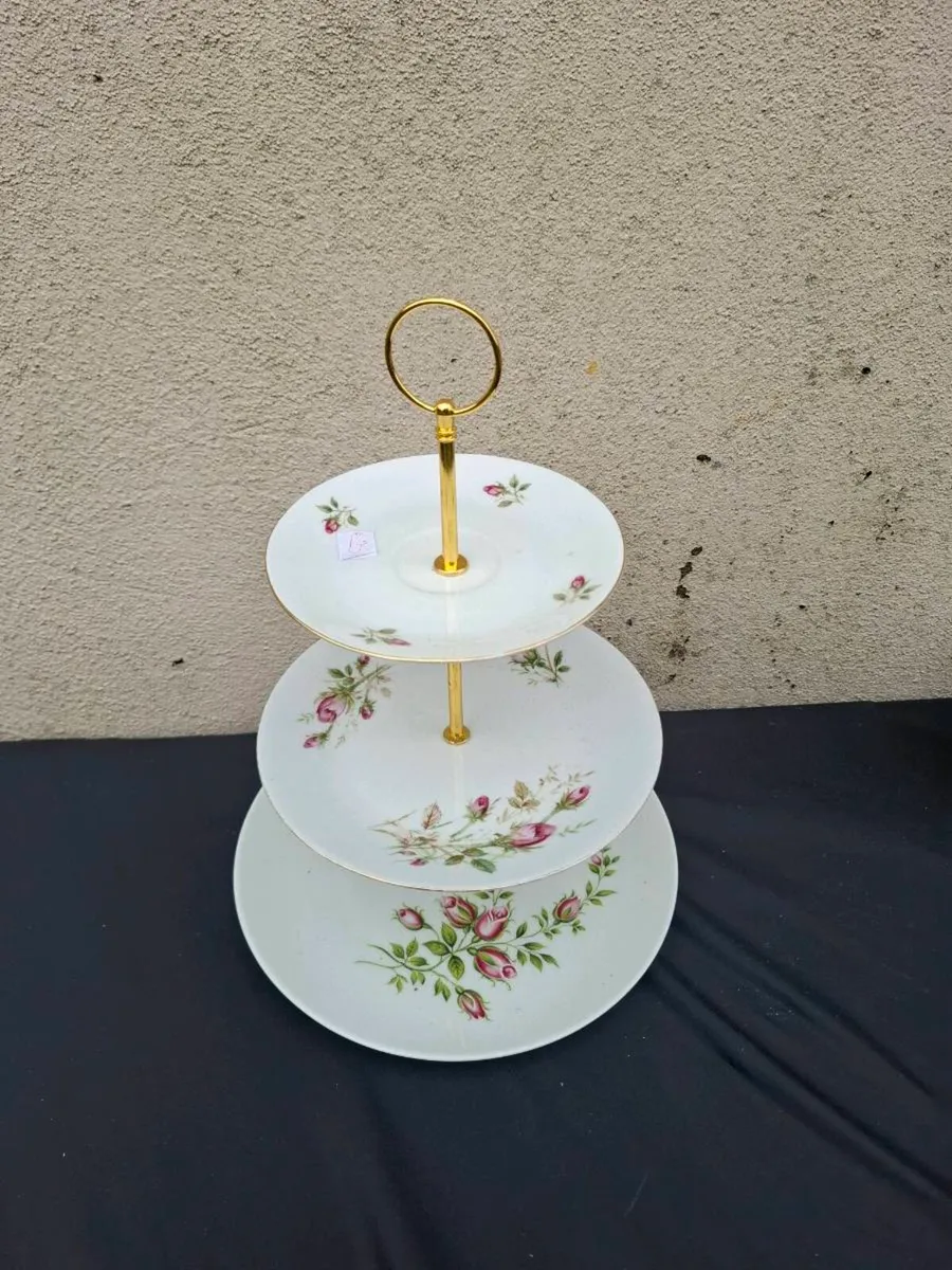 Homemade rose china cake stand postage possible - Image 2