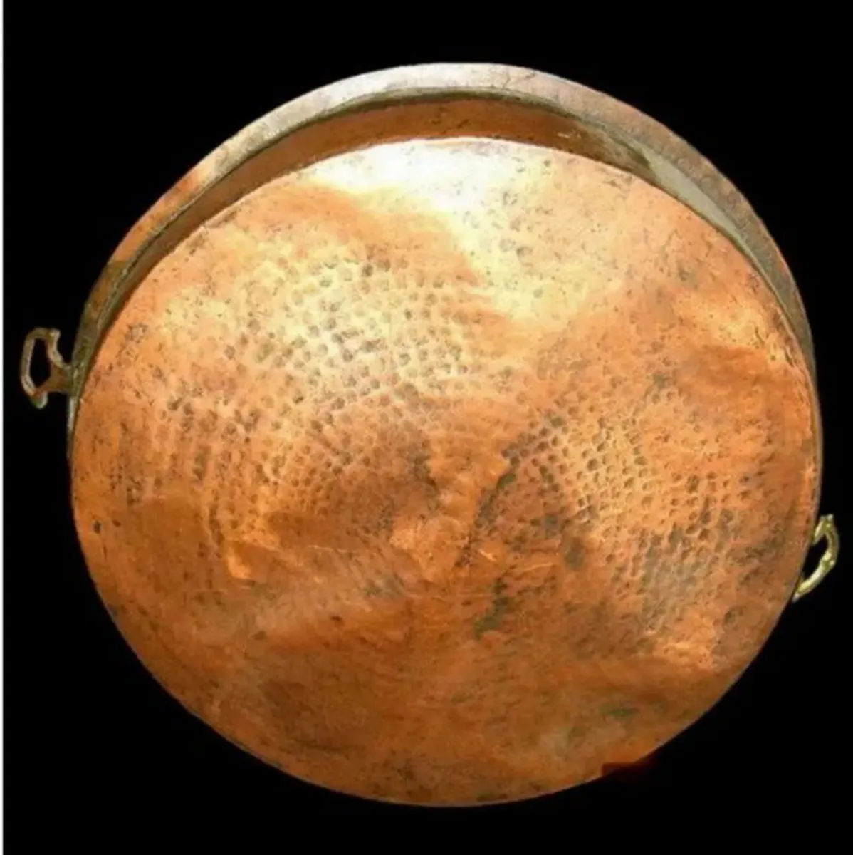 Large Vintage Copper Pan with Brass Handles - Image 3
