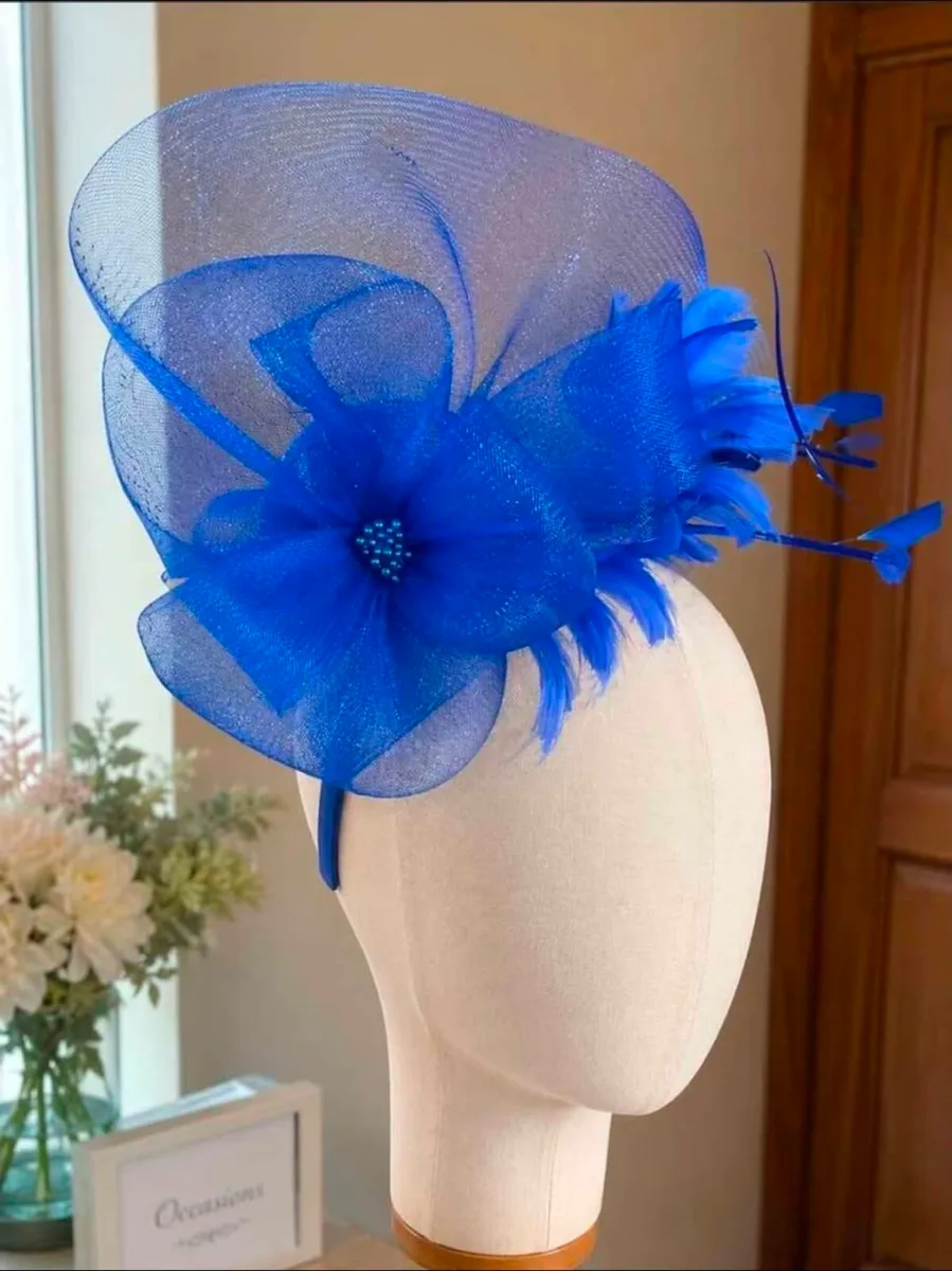 Handmade royal blue fascinator/hatinator in excell - Image 1