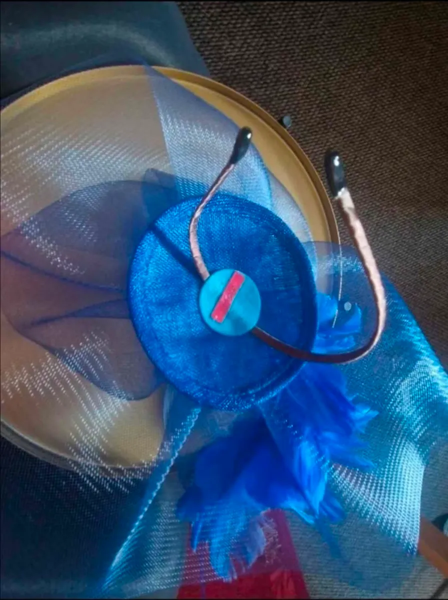 Handmade royal blue fascinator/hatinator in excell - Image 4