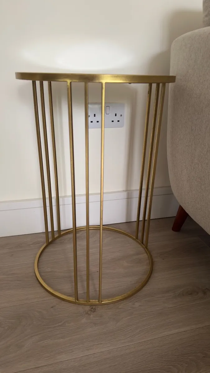 Modern Gold Side Table with Mirrored Top - Image 1