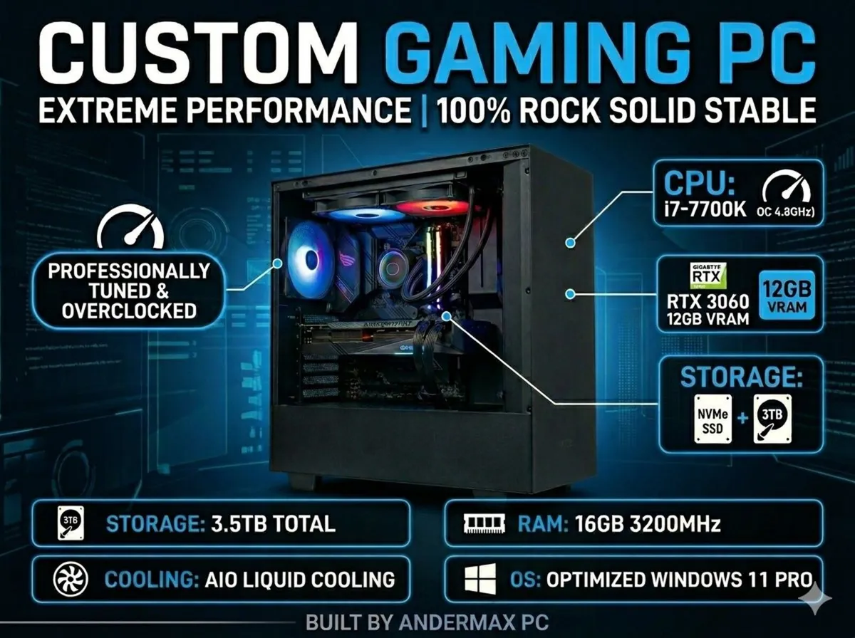 Gaming PC: i7 4.8GHz | RTX 3060 12GB | 16GB RAM - Image 1