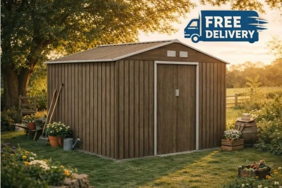 Metal Garden Shed 9x6ft Outdoor Storage Tool Shed - Image 1
