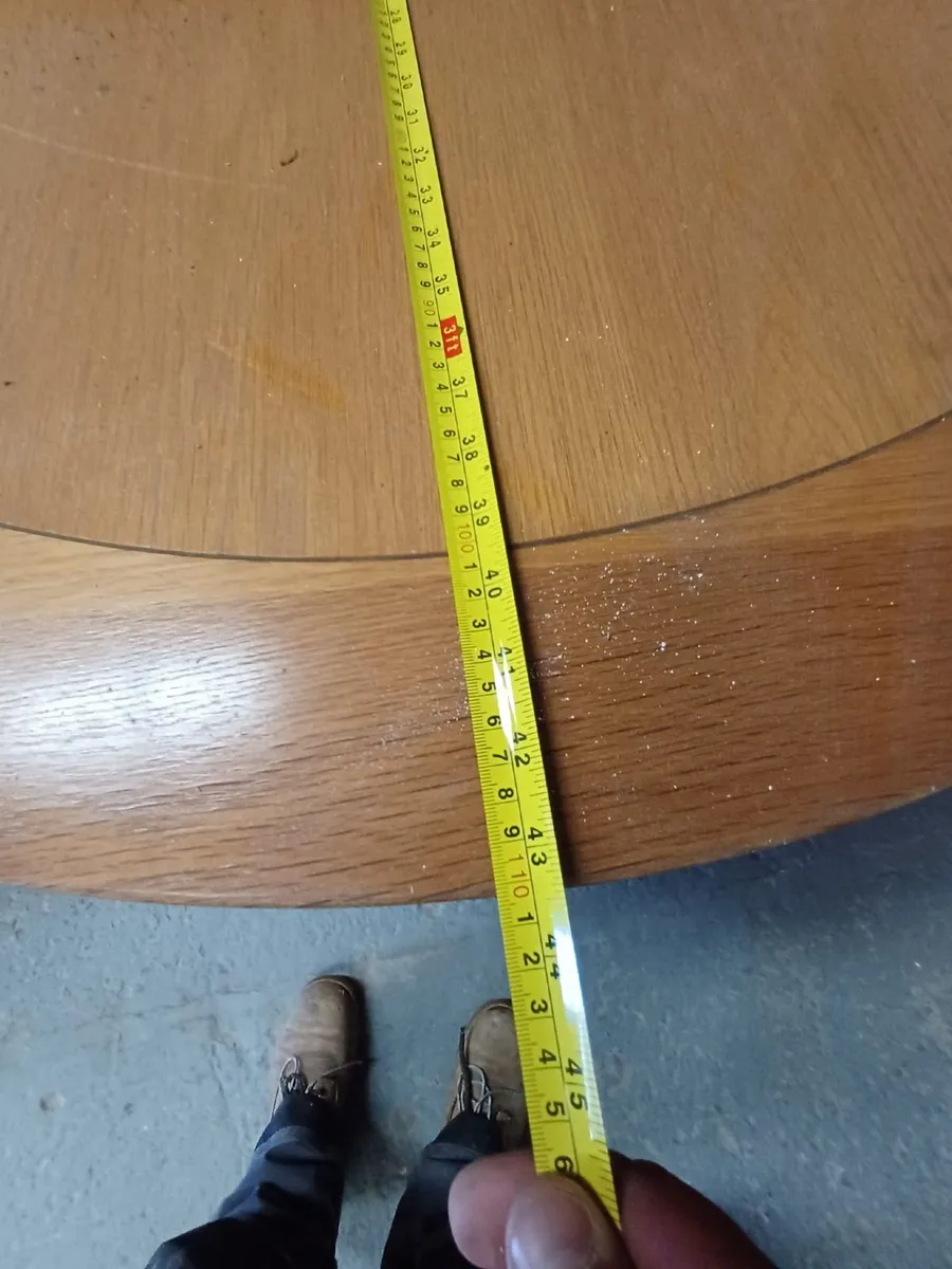 Light oak, extendable round dining table with 3 ma - Image 4