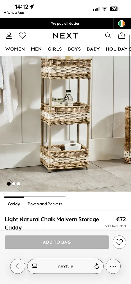 Light Natural Chalk Malvern Storage Caddy - Image 4