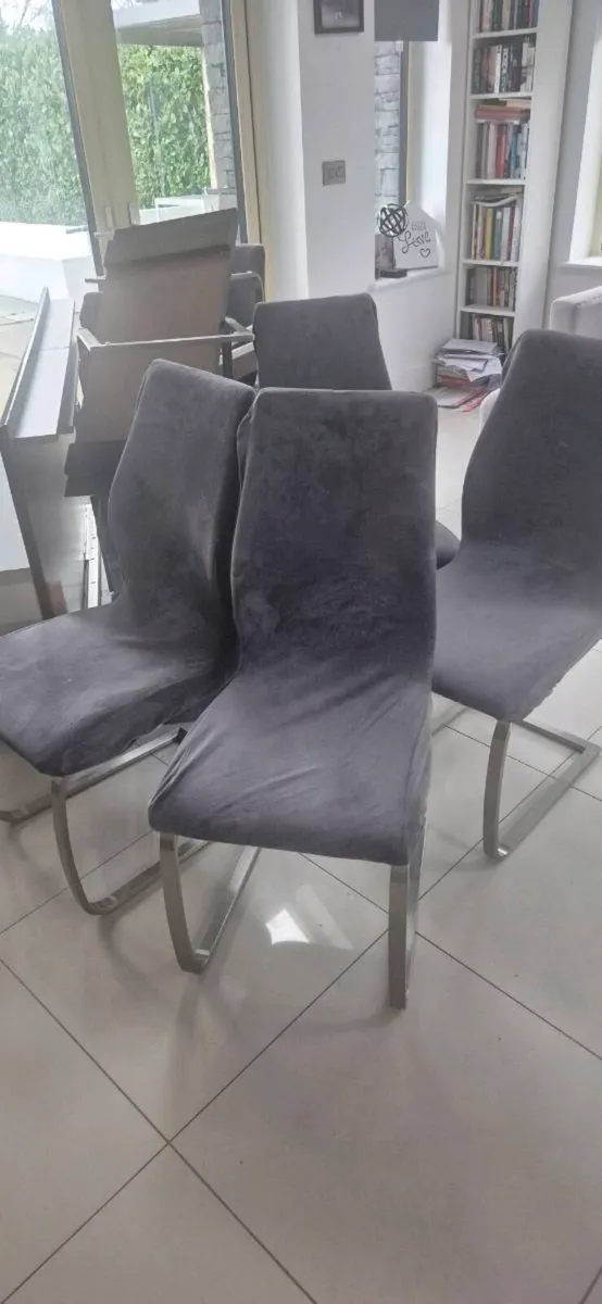 2 x extendable walnut kitchen tables and 8 chairs - Image 3