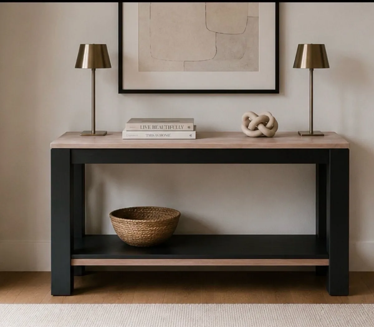 Solid oak hall table / console table - Image 1